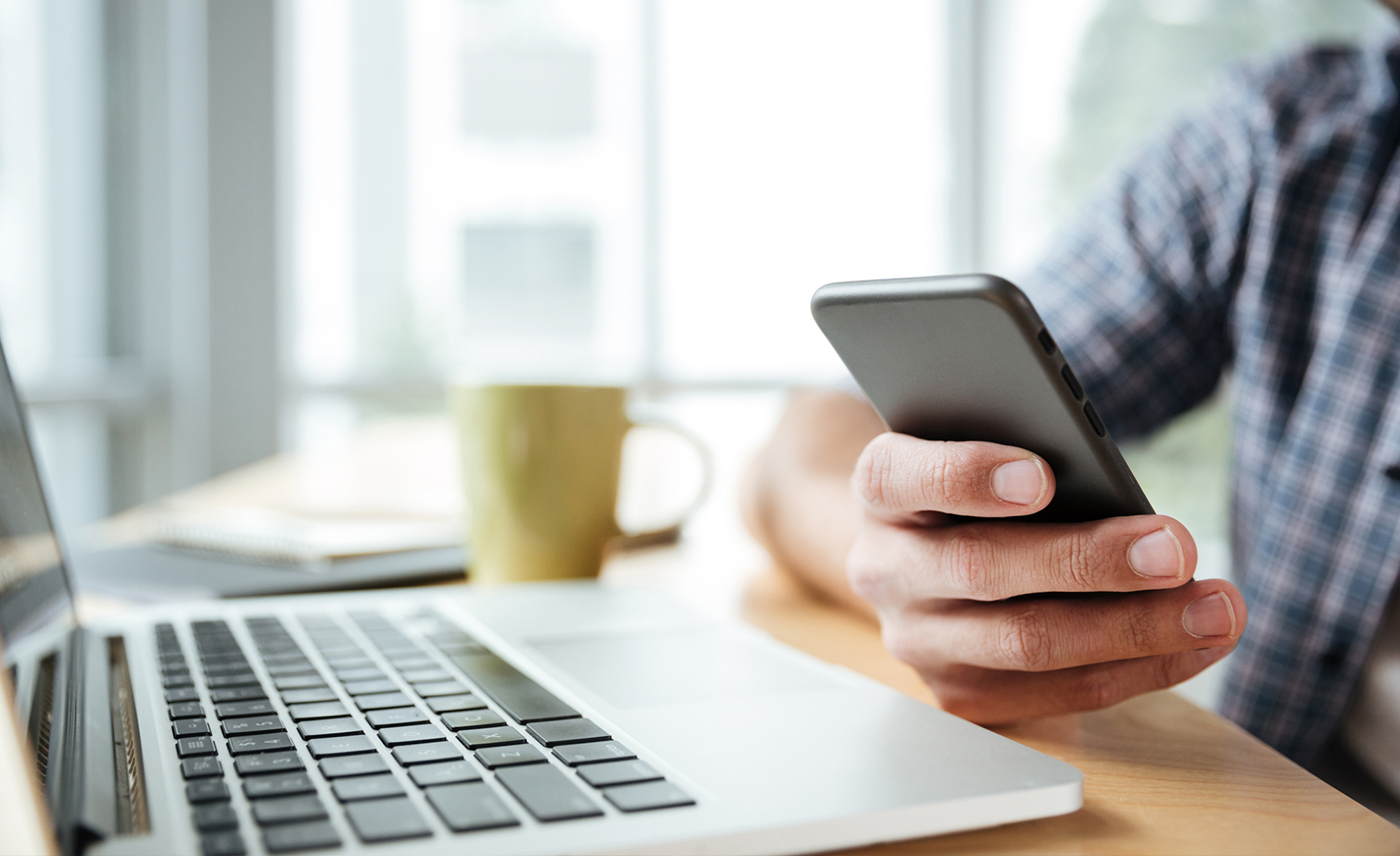 Businessman sending email by laptop computer to customer, business contact and communication, email icon, email marketing concept, send e-mail or newsletter, online working internet network